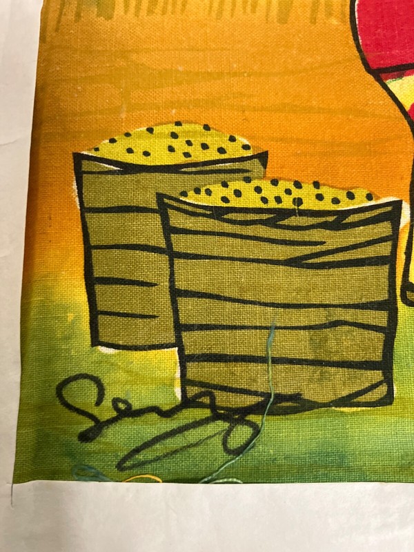 SALE!-AFRICAN or CARIBBEAN BATIK PAINTING FAMILY HARVEST IN THE FIELDS gallery