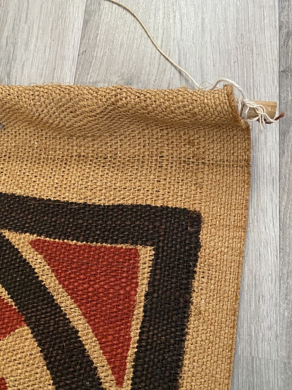 Mid Century Modern Print Burlap Mesoamerican Tapestry Art Wall Hanging Textile gallery