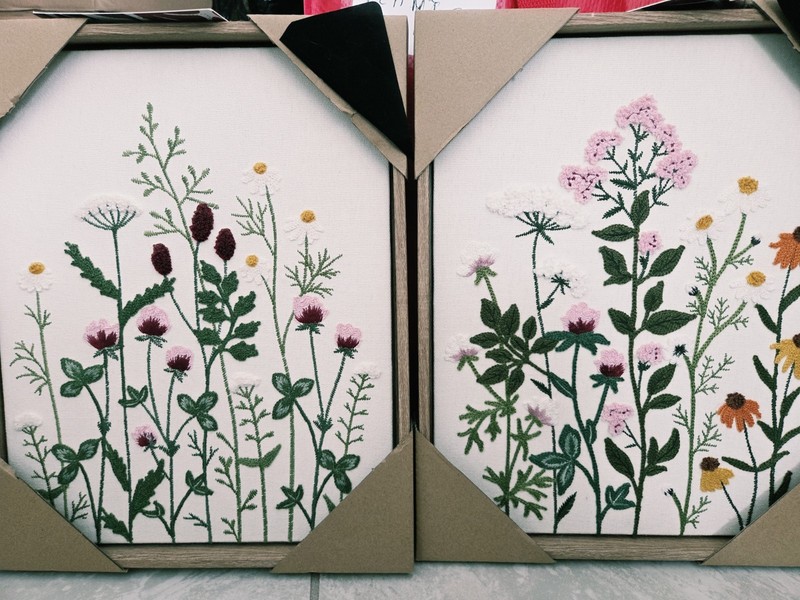 NIP 12" x 15" BP Home 2 Piece Set Embroidery Woven Wall Art Botanical Floral gallery
