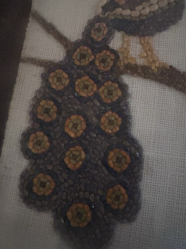 Vintage Homemade Peacock Craft Art Made From Grains And Rice 8x16 gallery