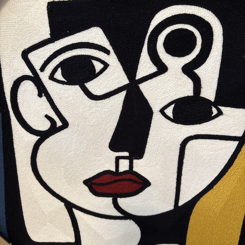 New BP Home Woven Embroidered Textile Wall Art Picasso Cubism Face Decor 17”x17” gallery
