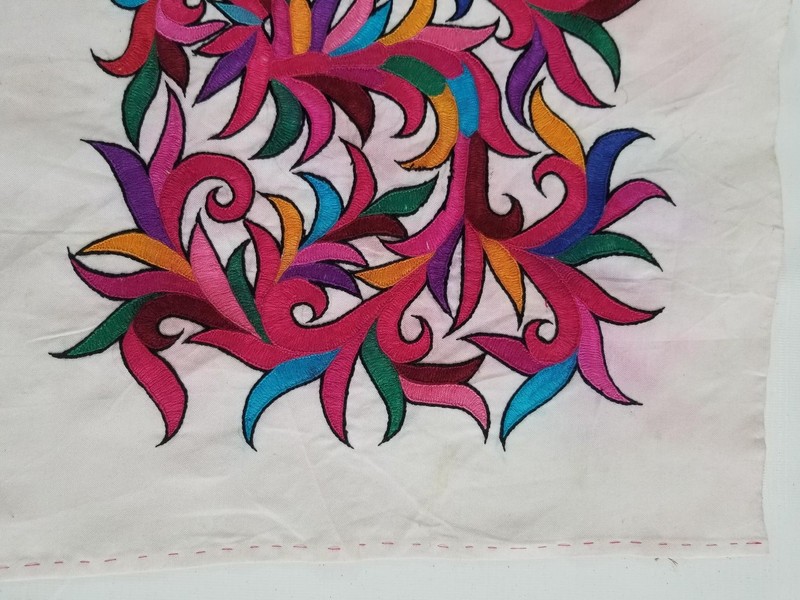 Vintage Traditional Hand Embroidered Sulam Tumpar Panel 63x41cm gallery