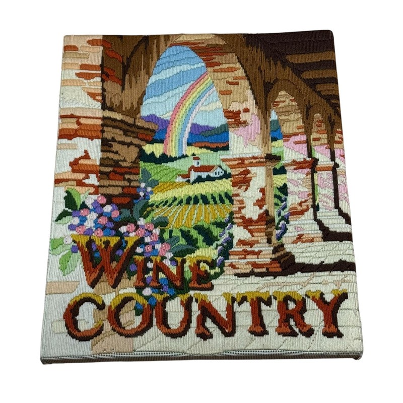 Wine Country Vineyard Rainbow Wool Needlepoint Tapestry 16×20 Wall Art Decor