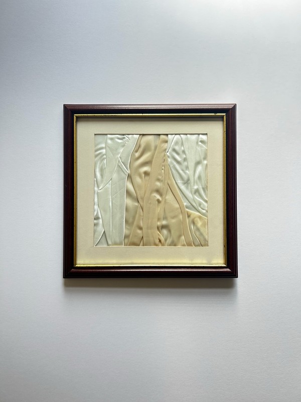 Framed White And Ivory Fabric Artwork Original Artwork Wedding Gift Wall Art