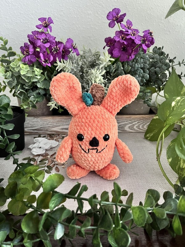 Handcrafted Stuffed Halloween Pumpkin Amigurumi Orange Bunny Plushy Gift Soft