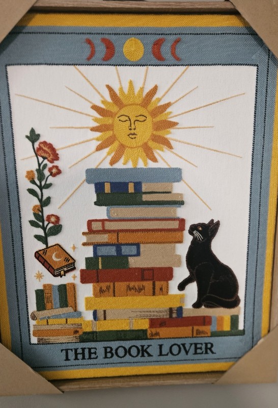 BP Home Textile Embroidery Woven Wall Art Tarot Card The Book Lover Black Cat gallery