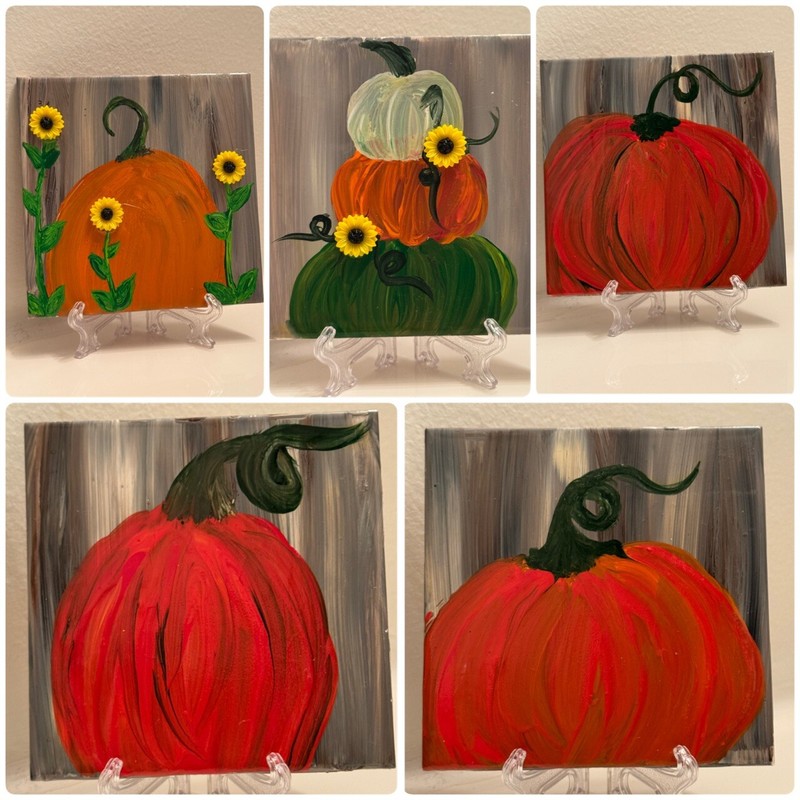 Decorative Tile 4" x 4" Coaster Pumpkin Thanksgiving Autumn Halloween Fall