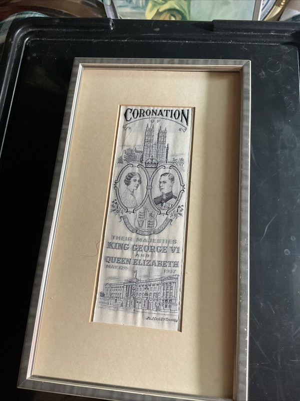 Cash’s Of Coventry Small Silk Pictures, Coronation Of Queen Elizabeth 1937,frame