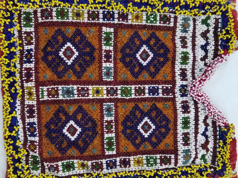Vintage Traditional Afghan Kuchi Hand Beaded Neck Panel L:29 B:24 S:24cms gallery