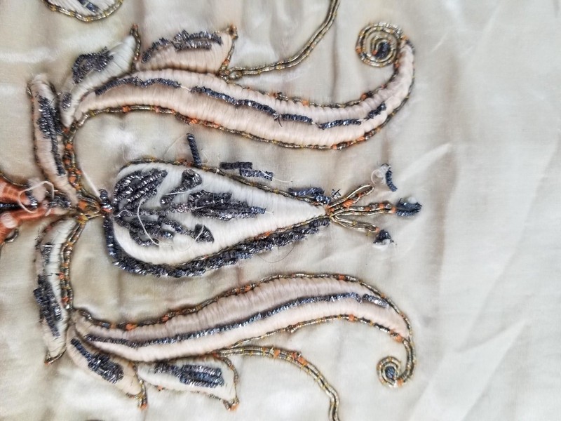 Antique Ottoman Metallic Hand Embroidered Silk Panel 120x56cms gallery