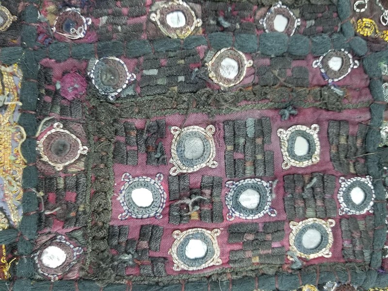 Vintage Traditional Indian Hand-Embroidered Patchwork Textile Panel 26x16 inches gallery