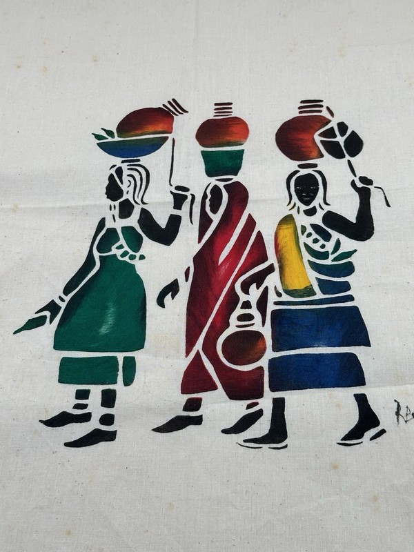 African Cameroon Cloth Art Wax Print, Tribal Women Ethnic Cultural 21 X 18” gallery