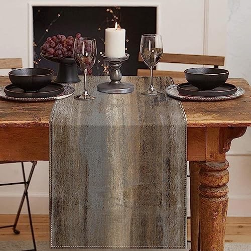 Farmhouse Table Runner, Abstract Grey and Dark Brown 13×72 Abstract Brown 2