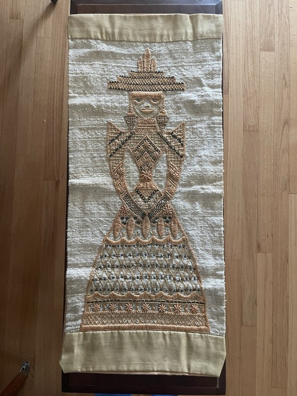 Mid Century Modern Hand Stitched Wall Hanging
