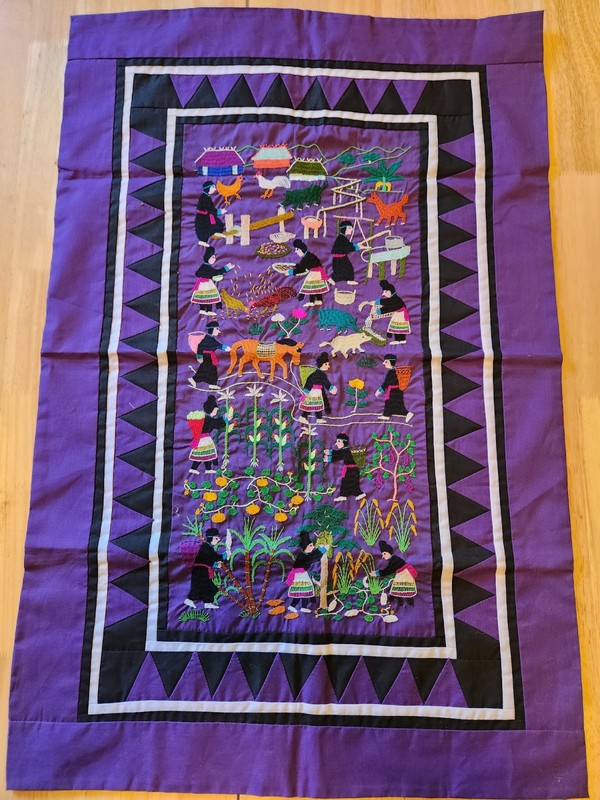 Rare Vintage Hmong Story Cloth Quilt Tapestry Southest Asia Folk Tale Art