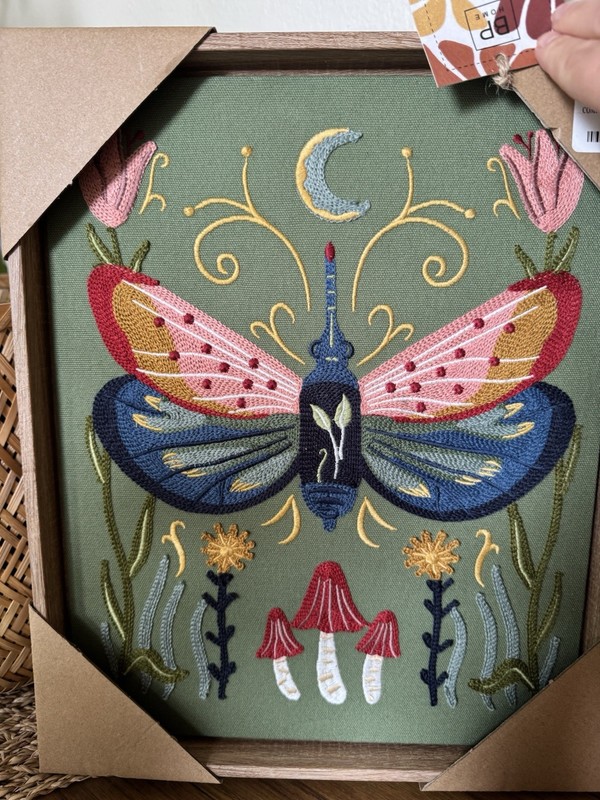 NWT BP Home 2 Piece Set Woven Wall Art Bee Butterfly 12 x 15 In Wall Decor Frame gallery