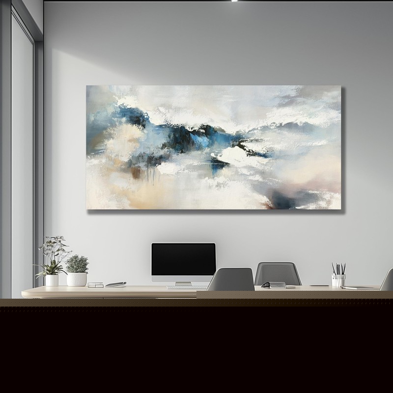 Yuaxker Abstract Wall Art Blue and White Wall Decor Vogue Canvas Painting Art... gallery