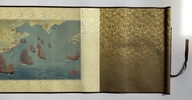 Chinese Large Long Silk Scroll Vintage Belt and Road Painting Scroll Box 71” gallery