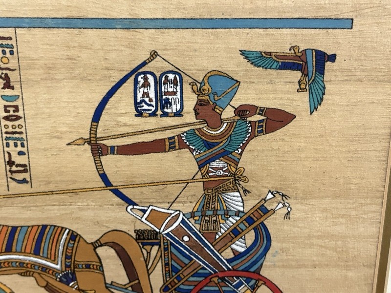 Egyptian Papyrus Art “Ramses II at the Battle of Kadesh” Framed Hand-Painted gallery
