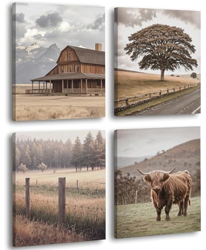 Framed Rustic Farm Wall Art, 8x10 Inches Set of 4, Country 8"x10" FRAMED gallery