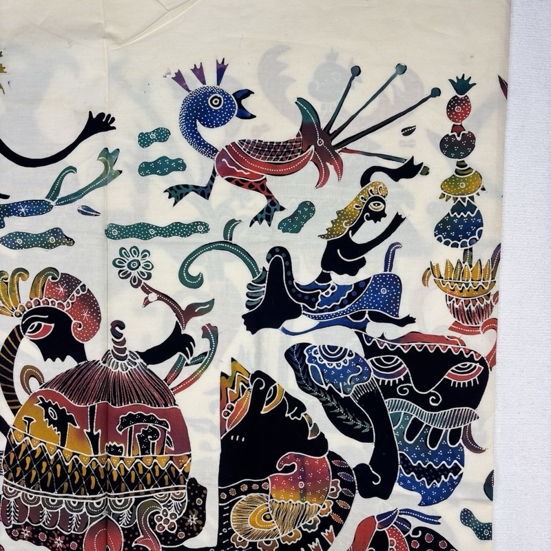 Asian, Balinese, Thai Ethnic Batik Textile Art Fabric 58x72 by MAR gallery