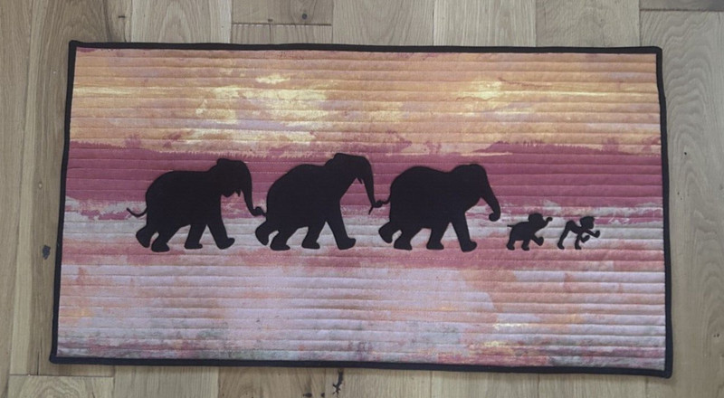 Stunning Handmade Jungle Book ‘Elephant March’ Quilted Picture / Wallhanging