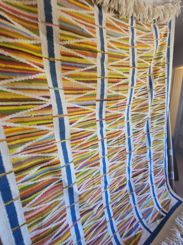 vintage hand woven rug 108" X 84" SOUTHWEST NAVAJO ZAPOTEC GIANT SIGNED 1983 gallery