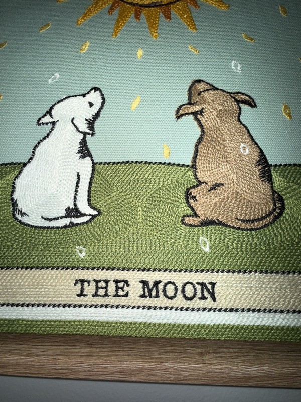 BP Woven Artistry "The Moon" and The Sun” Tarot Card Embroidery Art 15"x12” gallery