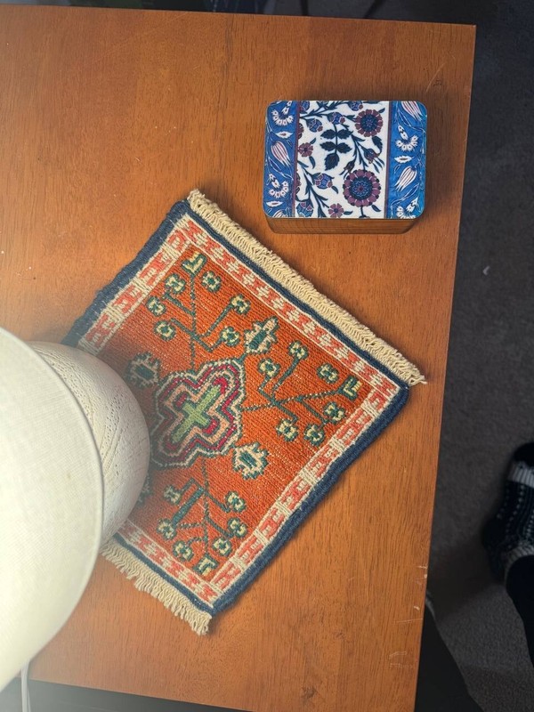 Handwoven Persian Wool kilim Coaster Geometric Design, 7*7 in, decoration gallery