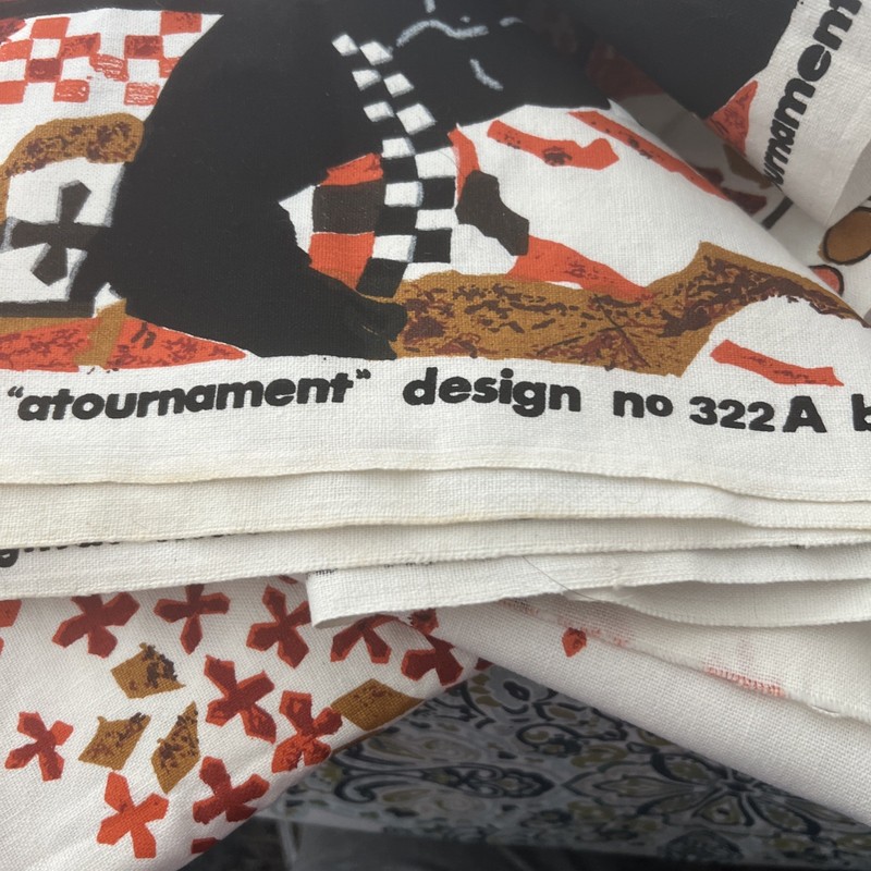 Vintage MCM Tibor Original Fabric / Textile “Atournament” Design 322A 72” X 48” gallery
