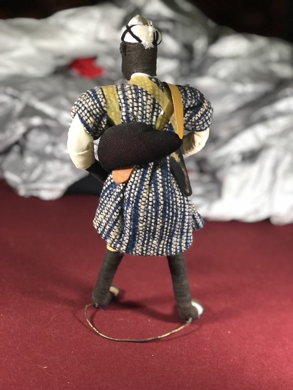 Moroccan Leather Wool Tin Wired Intention Doll. Very Well Made. Eleven Inches. gallery