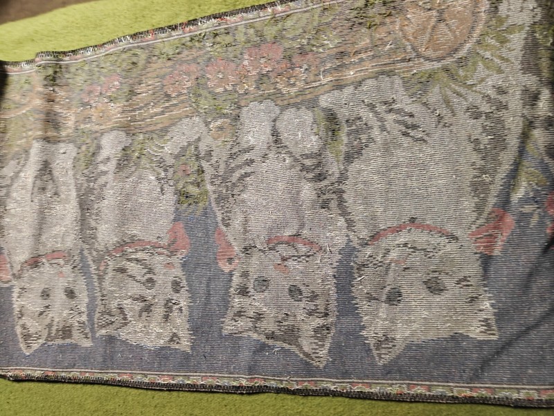Vintage Wall Hanging Textile Rug Wall Art Kittens Kitty Cat Ornate Fabric Art gallery