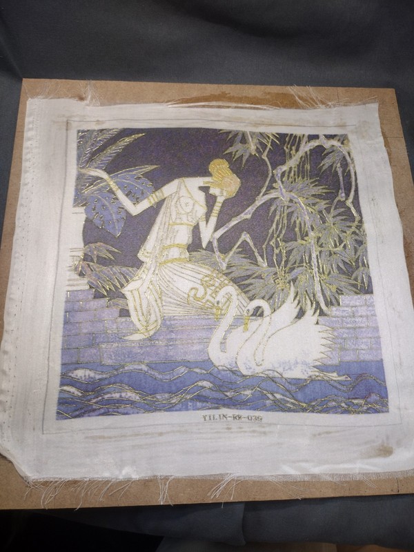 Susho Silk Art "Woman With Swans" Apres Ting Shao Kuang, Matter & Frame Ready gallery
