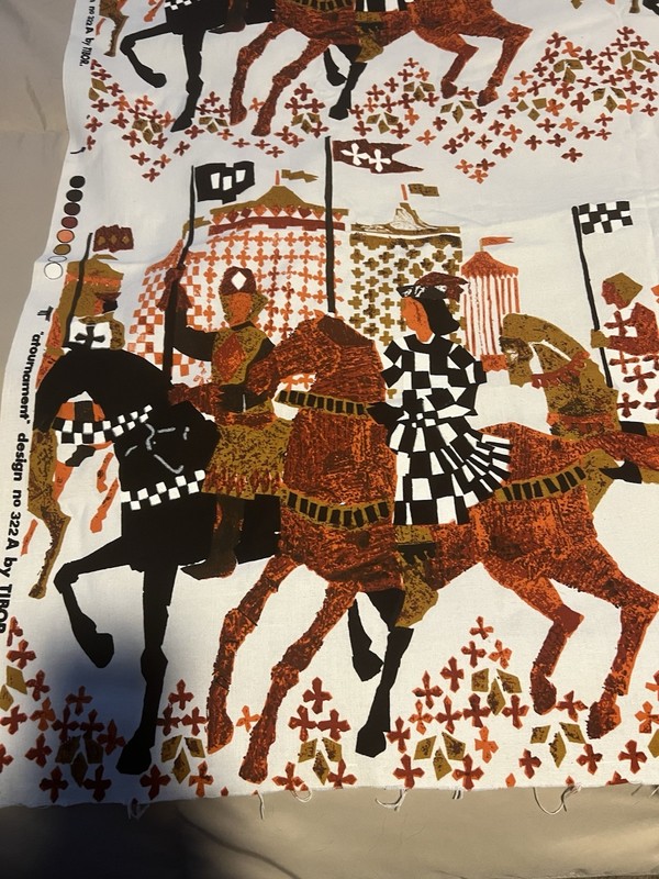 Vintage MCM Tibor Original Fabric / Textile “Atournament” Design 322A 72” X 48” gallery