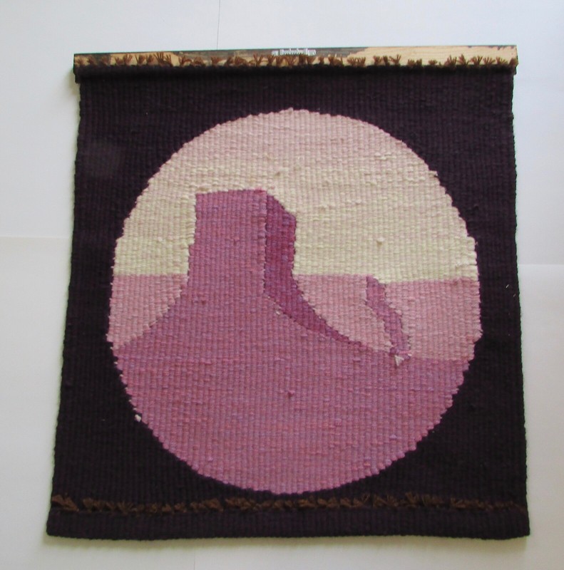 Mid Century Hippie Purple Monument Valley Wool Tapestry Wall Hanging gallery