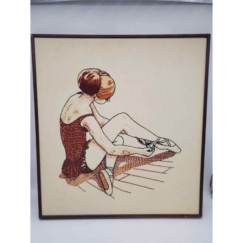 Hand Stitch Ballerina - Framed 29" x 27"