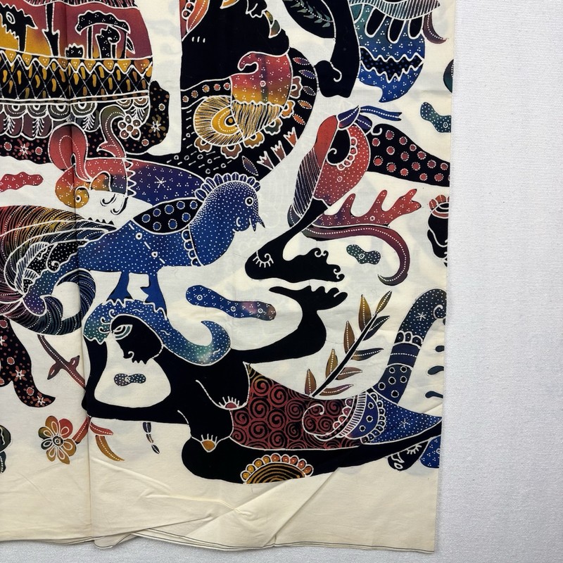 Asian, Balinese, Thai Ethnic Batik Textile Art Fabric 58x72 by MAR gallery