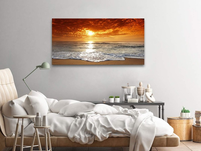 Muolunna S04650 Canvas Prints Wall Art Sunset Ocean Beach Pictures Photo Pain... gallery