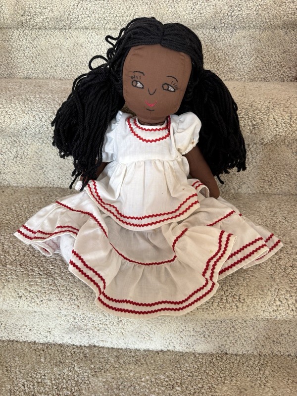 Black African American Folk Art Rag Doll Vintage Handmade Rare, Approx 17" Long gallery