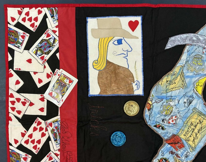 Artist PAT SHAW Signed Textile Quilted 3D Table Cover Card Table Cloth Bridge gallery