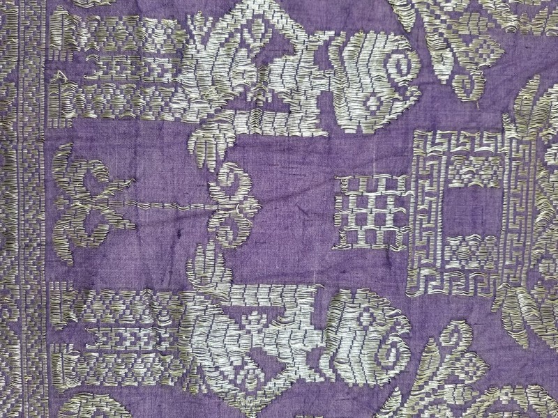 Antique Balinese kampuh Songket Metallic Embroidered Cloth 153x49cms gallery