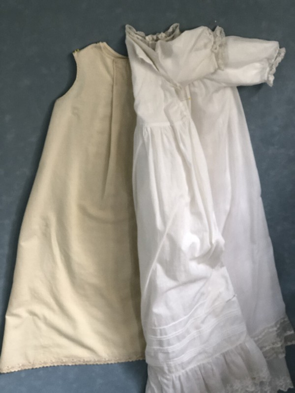 Antique Christening Dress 3 pieces handmade orig gold plated closure 100 yrs gallery