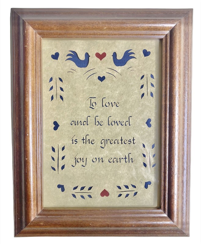 Vintage 1985 German Style Scherenschnitte Paper Art Love Birds & Hearts