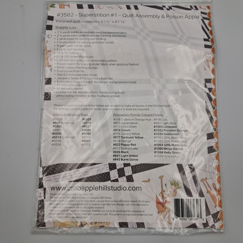 Crabapple Hill SUPERSTITION 2 Patterns (1,2) Pre-owned, Uncut OOP gallery