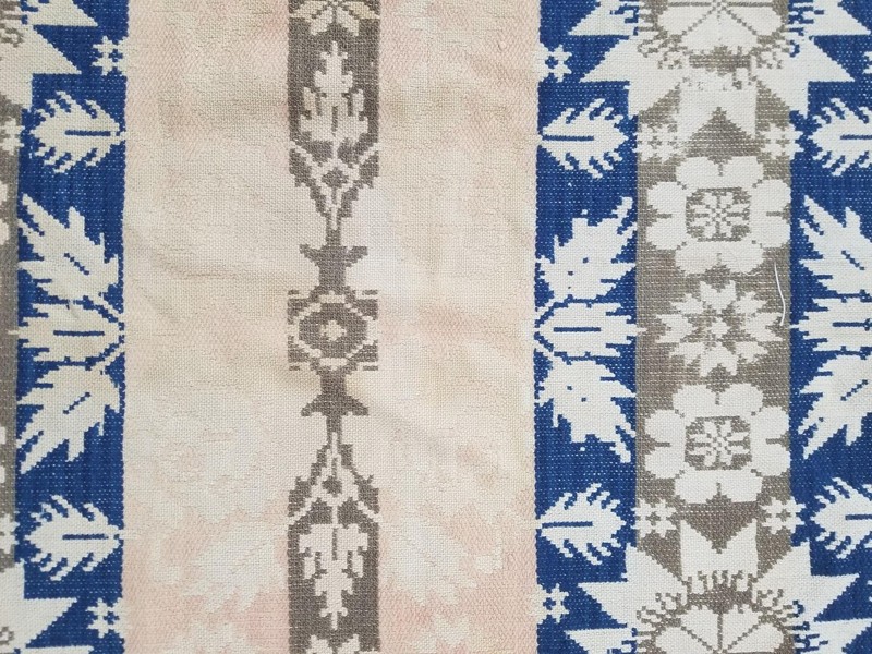 Antique American Jacquard AD1848 Woven Birds & Floral Panel 217x98cm gallery