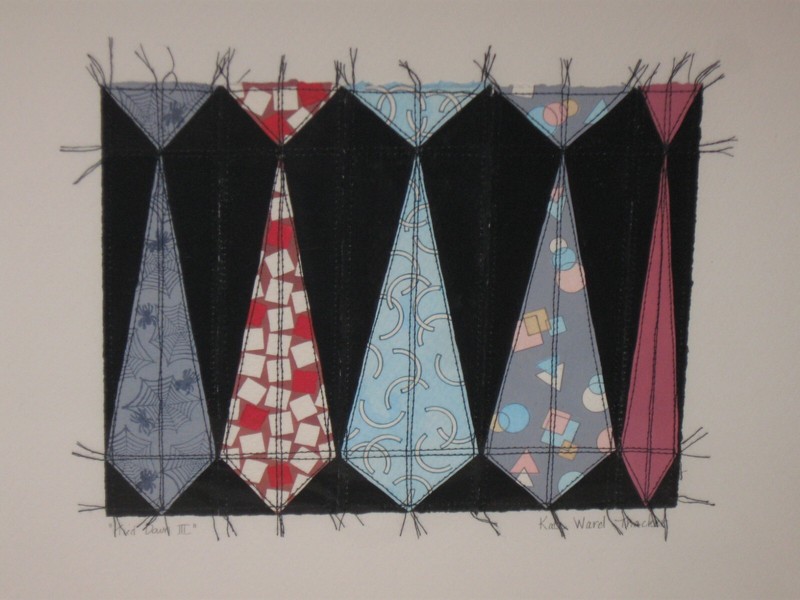 Kate Ward Thacker (Tied Dawn III) Woven Fabric Textiles Art Matted Signed gallery