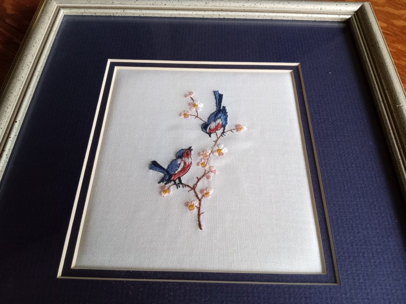 Isidore Limited Framed Embroidered Birds Inspirational Art Vintage Decor