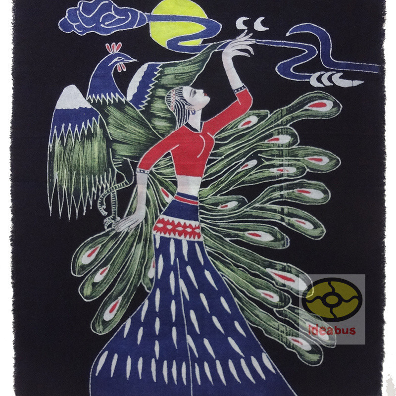 China Art Decor Home Wall Hanging Batik Tapestry- Thai Ethnic Girl Peacock Dance gallery
