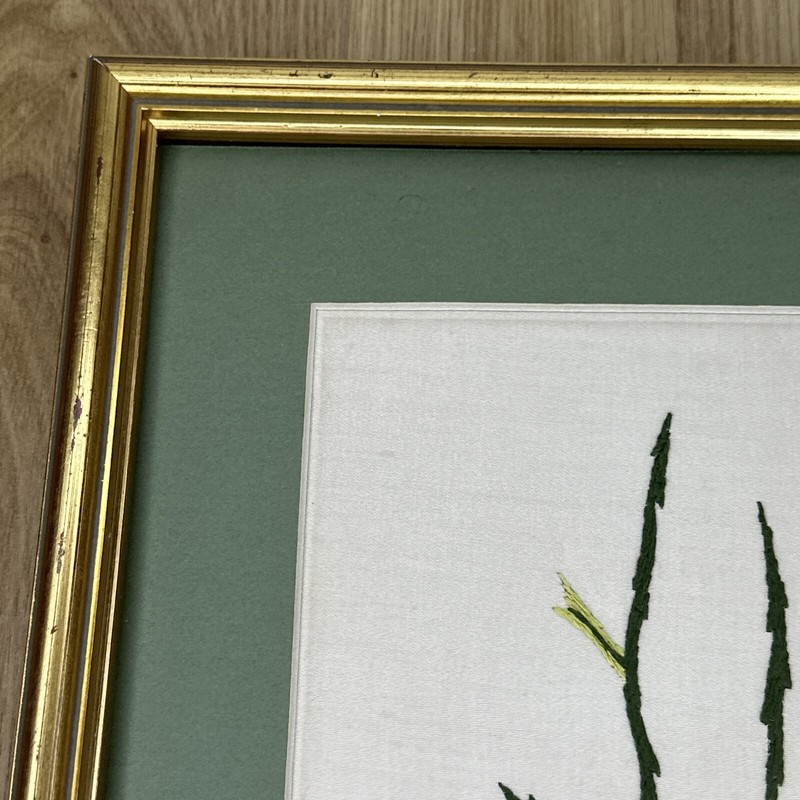 Vintage Embroidery Blue Tit & Song Thrush Signed 1984 53cm X 33cm framed gallery
