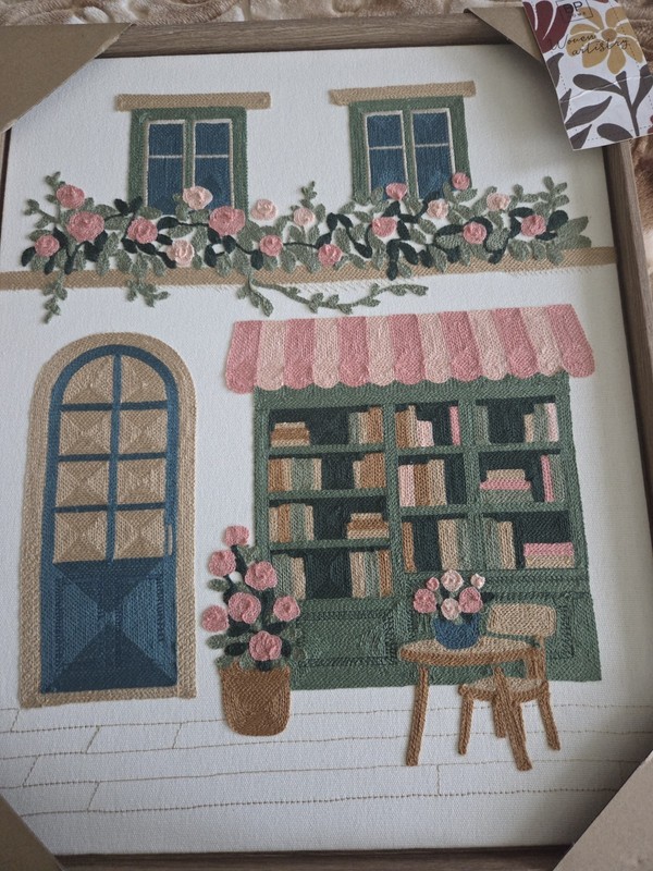 BP Home Textile Embroidery Woven Wall Art Book & Coffee Store 16”x20″